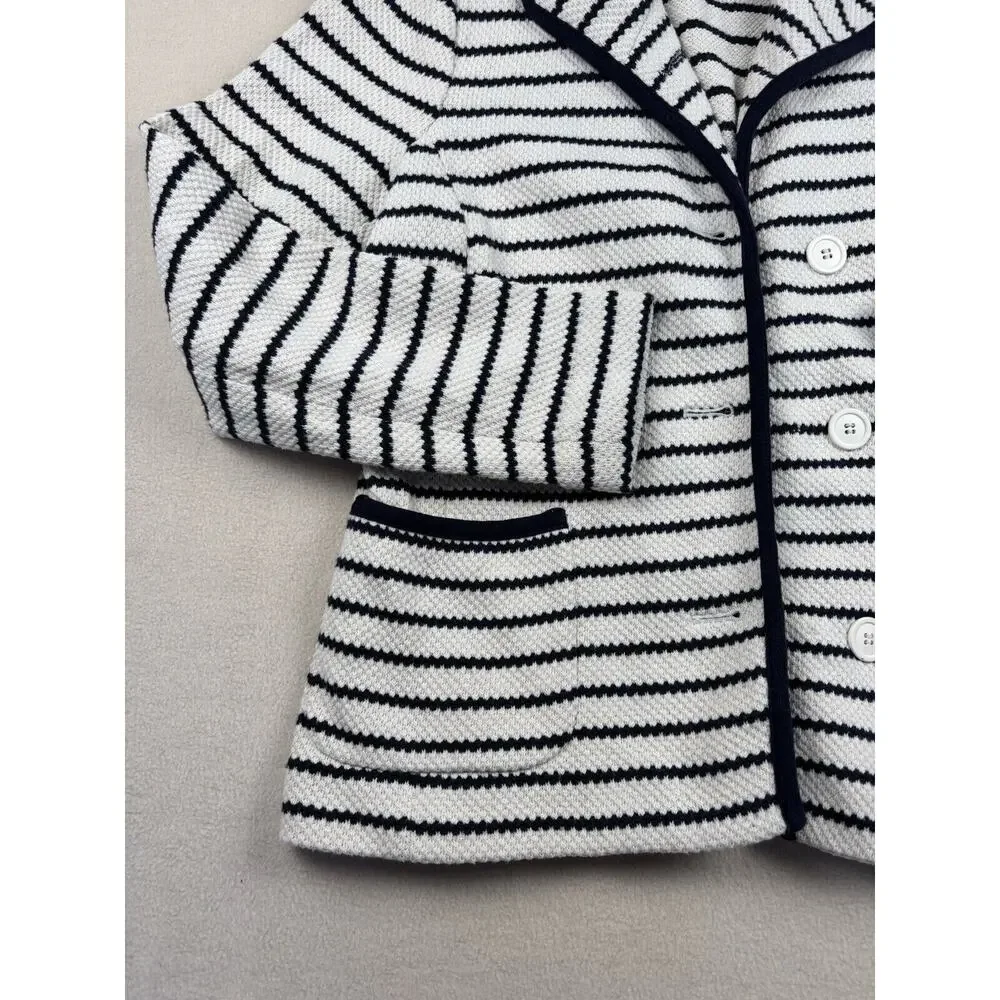 Women's TALBOTS‎ XS Striped Blazer Cardigan Jacket Cotton Polyester Spandex